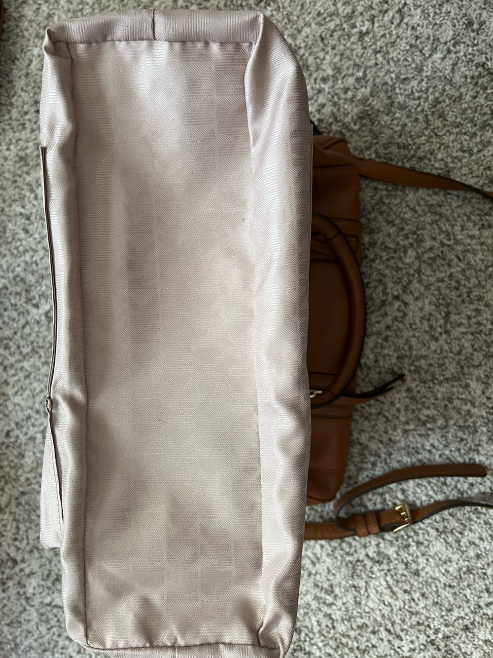Michael Kors Julia Brown Pebbled Leather Satchel Crossbody Bowler Bag - Picture 12 of 15